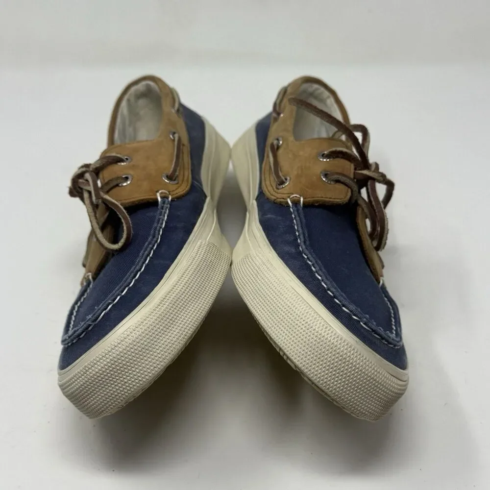 Sperry Top Sider Bahama Boat Shoes Mens 11 M Blue Brown Leather Canvas 2 Eye